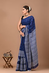 Jaipuri Printed Pure Cotton Mulmul Saree With Blouse - Mj Creation