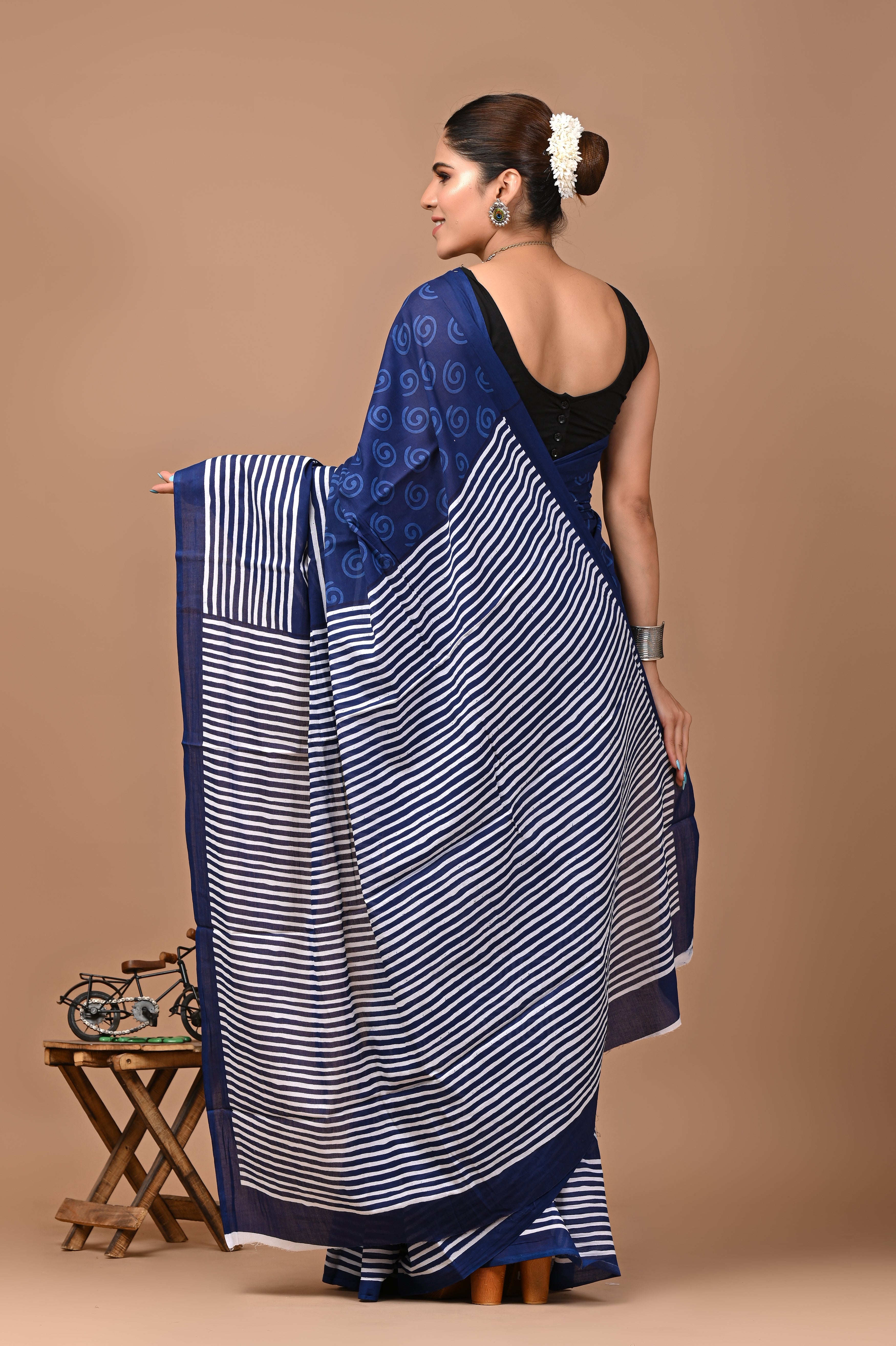 Jaipuri Printed Pure Cotton Mulmul Saree With Blouse - Mj Creation