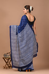 Jaipuri Printed Pure Cotton Mulmul Saree With Blouse - Mj Creation
