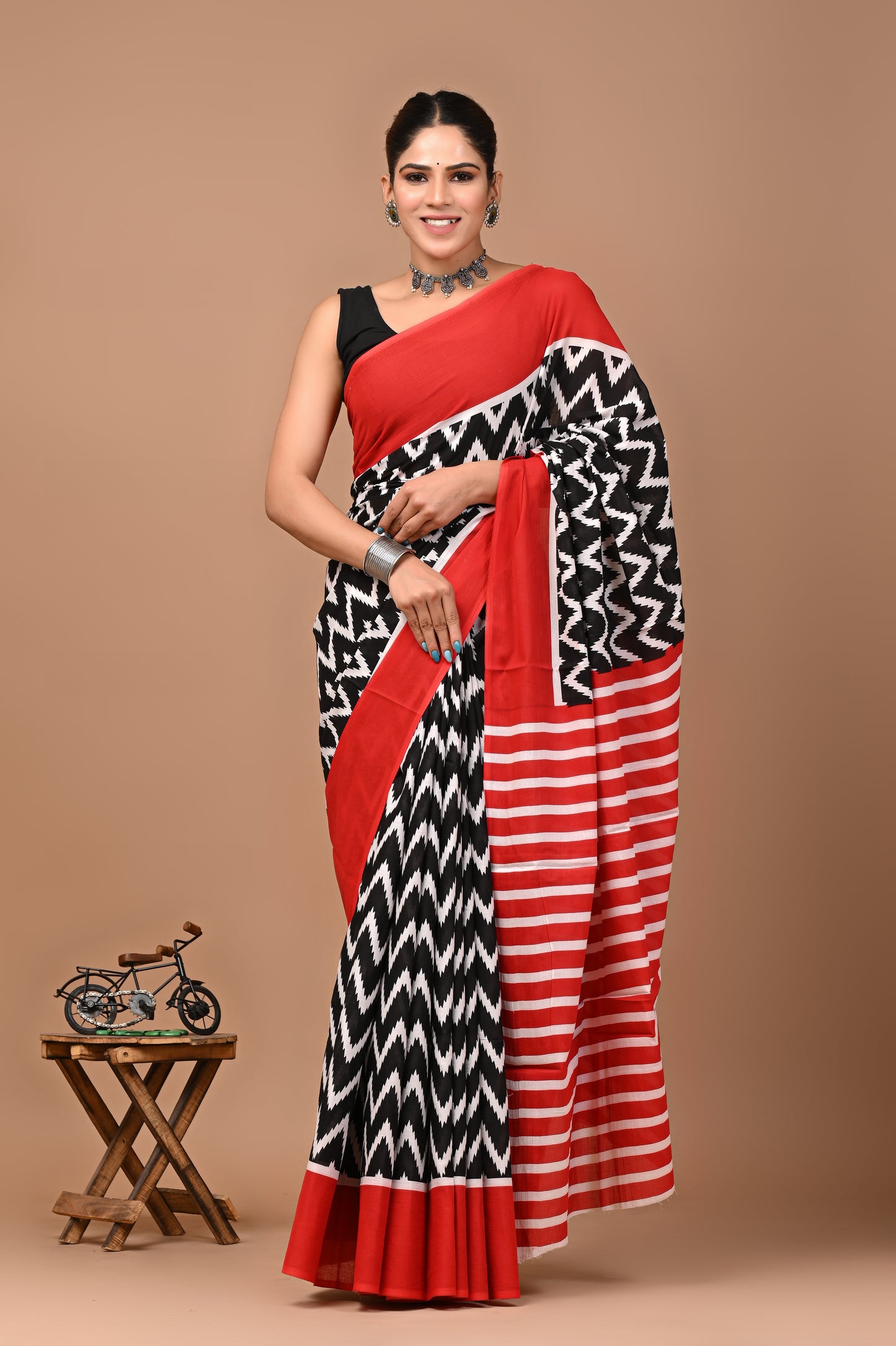 Jaipuri Printed Pure Cotton Mulmul Saree With Blouse - Mj Creation