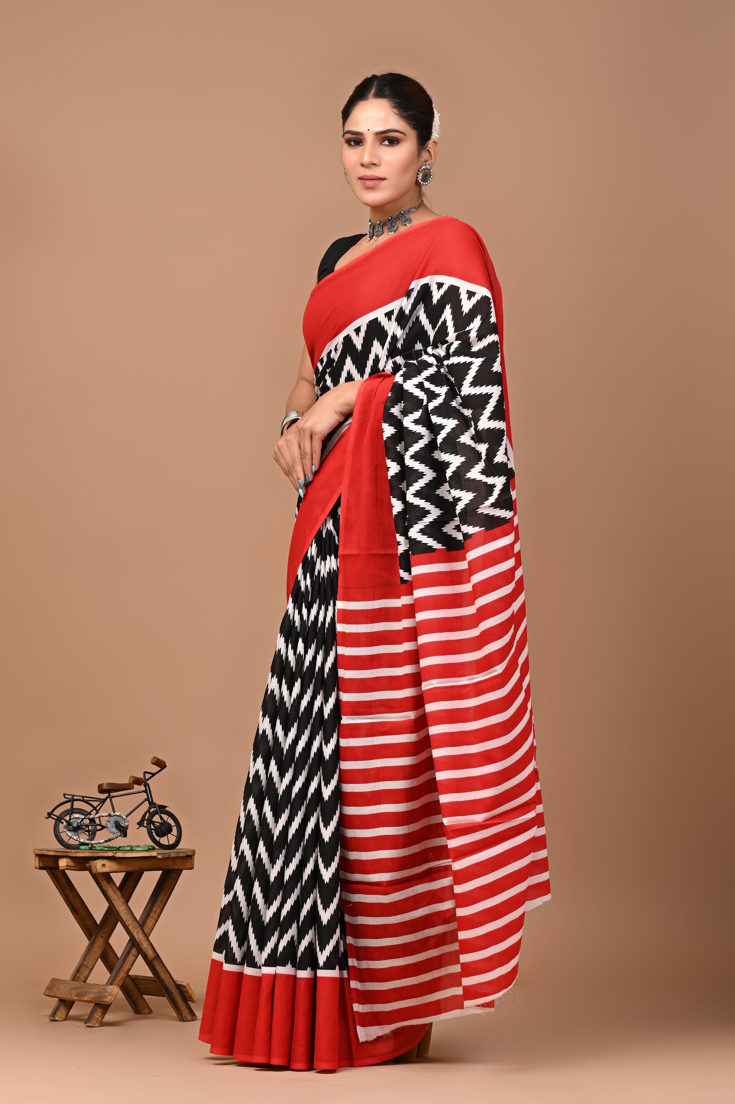 Jaipuri Printed Pure Cotton Mulmul Saree With Blouse - Mj Creation