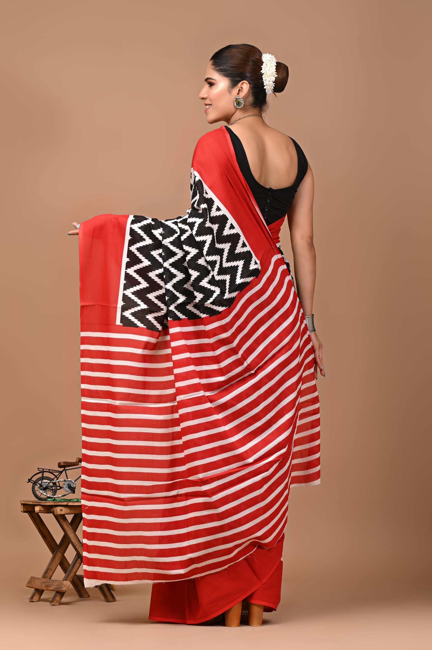 Jaipuri Printed Pure Cotton Mulmul Saree With Blouse - Mj Creation
