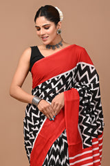 Jaipuri Printed Pure Cotton Mulmul Saree With Blouse - Mj Creation