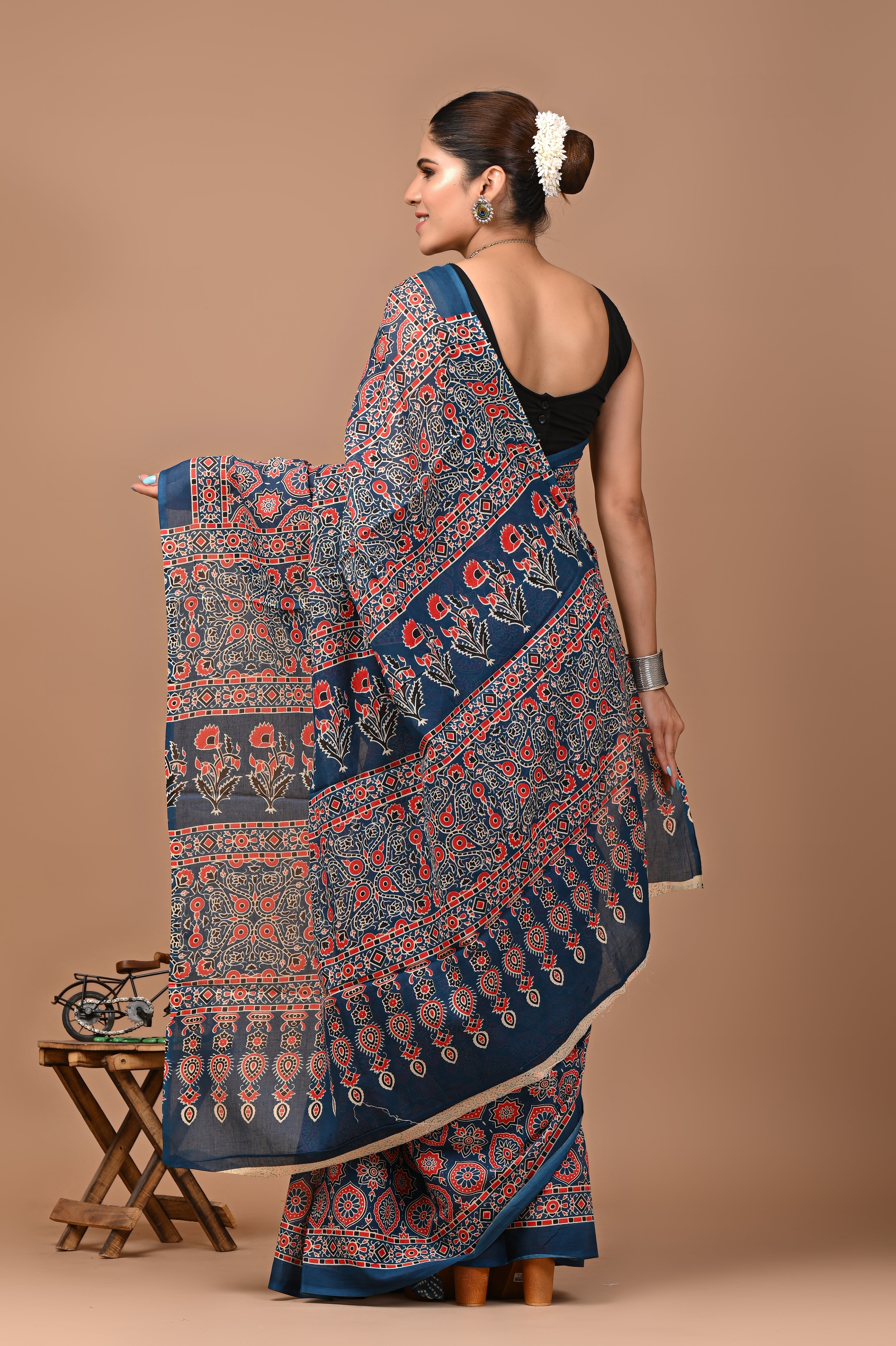 Jaipuri Printed Pure Cotton Mulmul Saree With Blouse - Mj Creation
