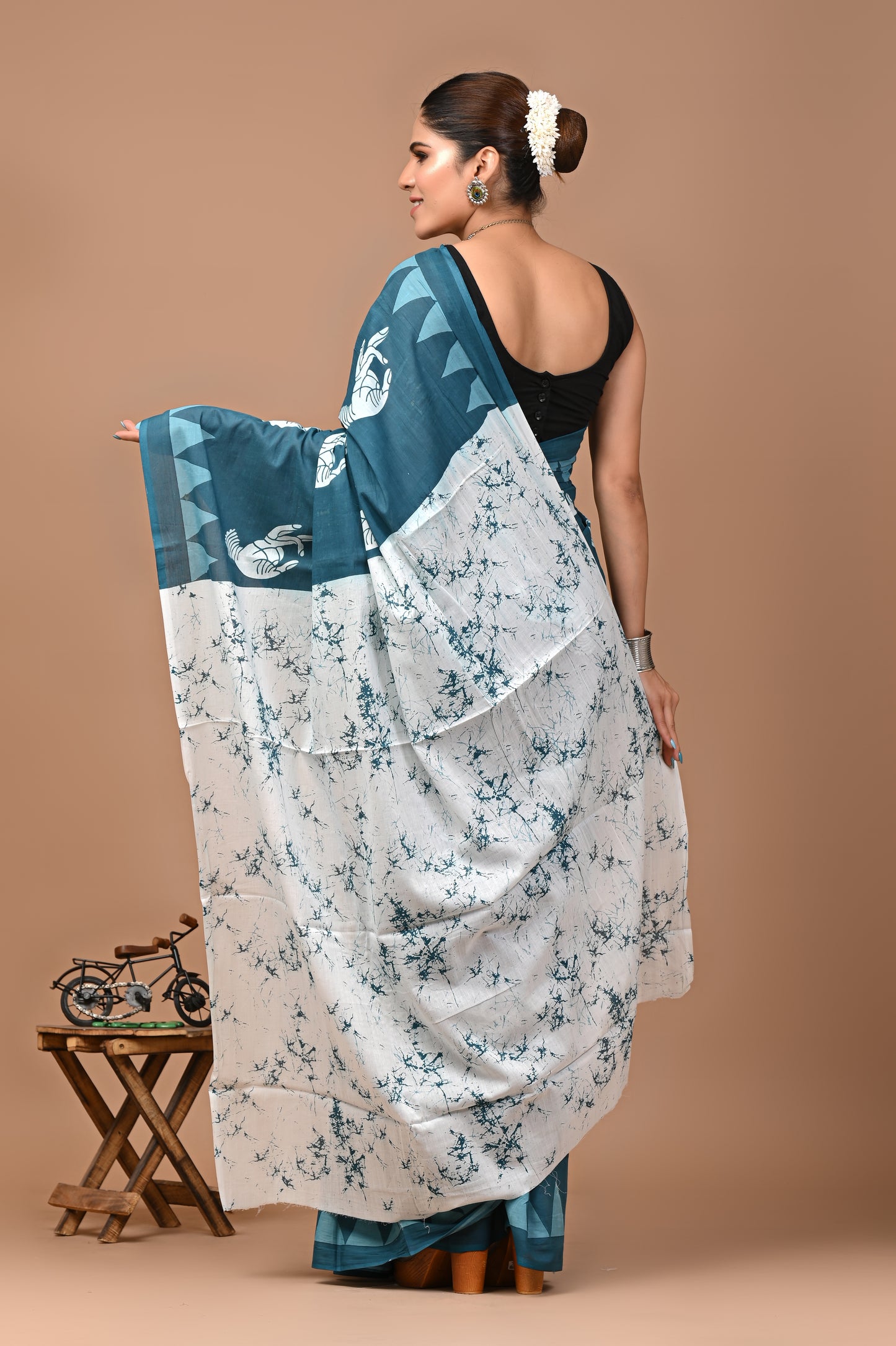 Jaipuri Printed Pure Cotton Mulmul Saree With Blouse - Mj Creation