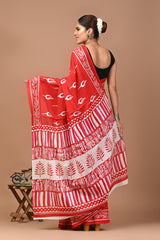 Jaipuri Printed Pure Cotton Mulmul Saree With Blouse - Mj Creation