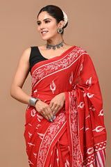 Jaipuri Printed Pure Cotton Mulmul Saree With Blouse - Mj Creation