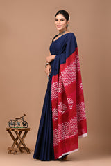 Jaipuri Printed Pure Cotton Mulmul Saree With Blouse - Mj Creation