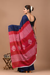 Jaipuri Printed Pure Cotton Mulmul Saree With Blouse - Mj Creation