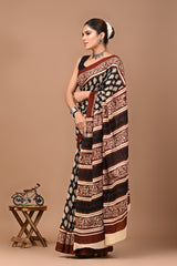 Jaipuri Printed Pure Cotton Mulmul Saree With Blouse - Mj Creation