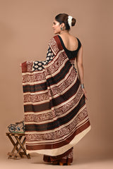 Jaipuri Printed Pure Cotton Mulmul Saree With Blouse - Mj Creation