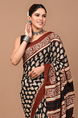 Jaipuri Printed Pure Cotton Mulmul Saree With Blouse - Mj Creation