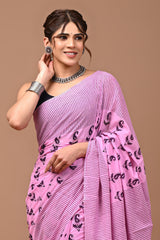 Jaipuri Printed Pure Cotton Mulmul Saree With Blouse - Mj Creation
