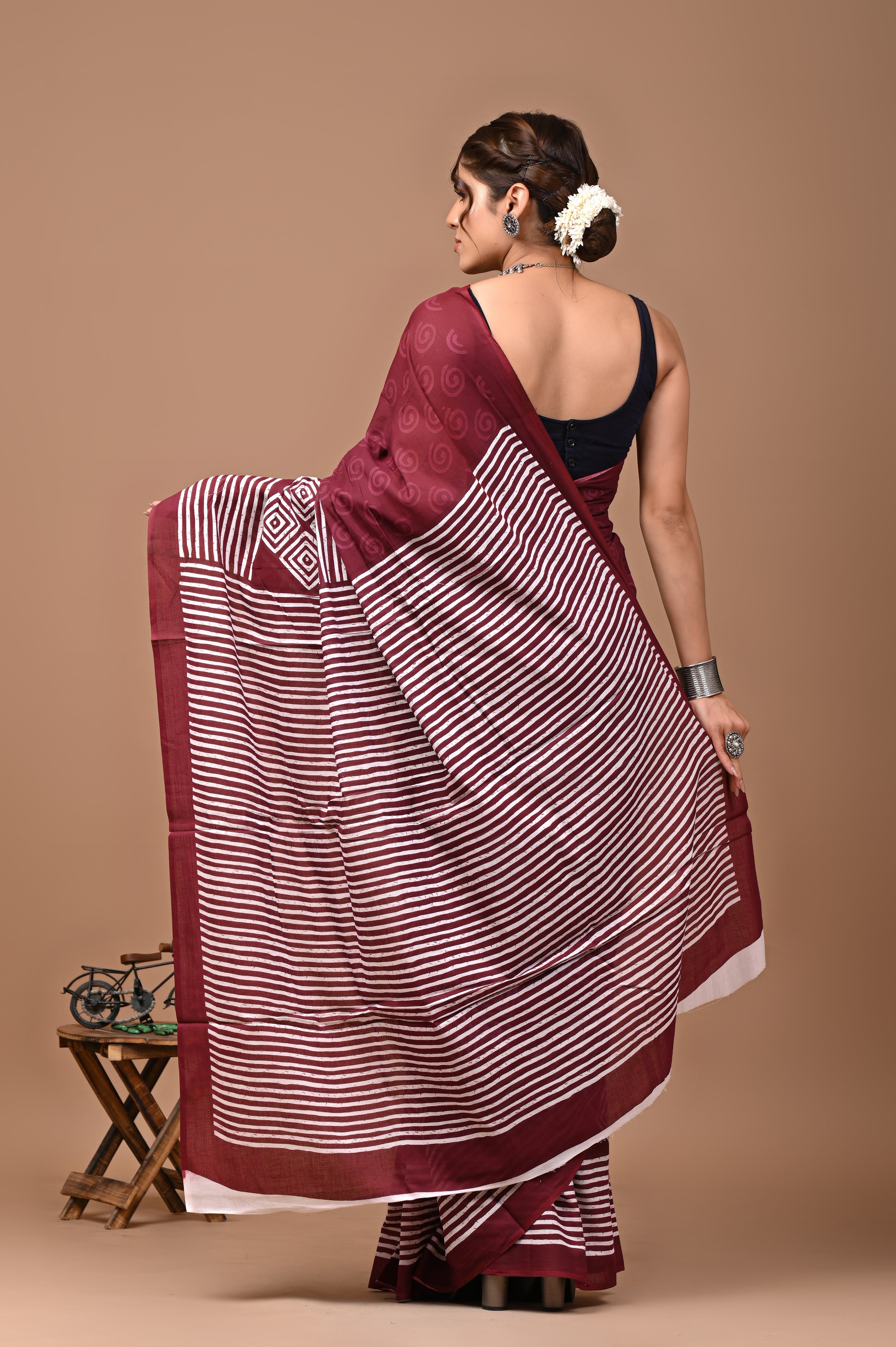 Jaipuri Printed Pure Cotton Mulmul Saree With Blouse - Mj Creation