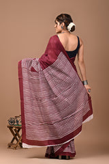 Jaipuri Printed Pure Cotton Mulmul Saree With Blouse - Mj Creation
