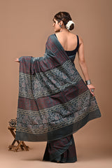 Jaipuri Printed Pure Cotton Mulmul Saree With Blouse - Mj Creation