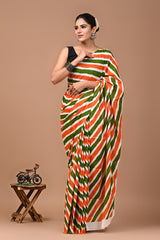 Jaipuri Printed Pure Cotton Mulmul Saree With Blouse - Mj Creation