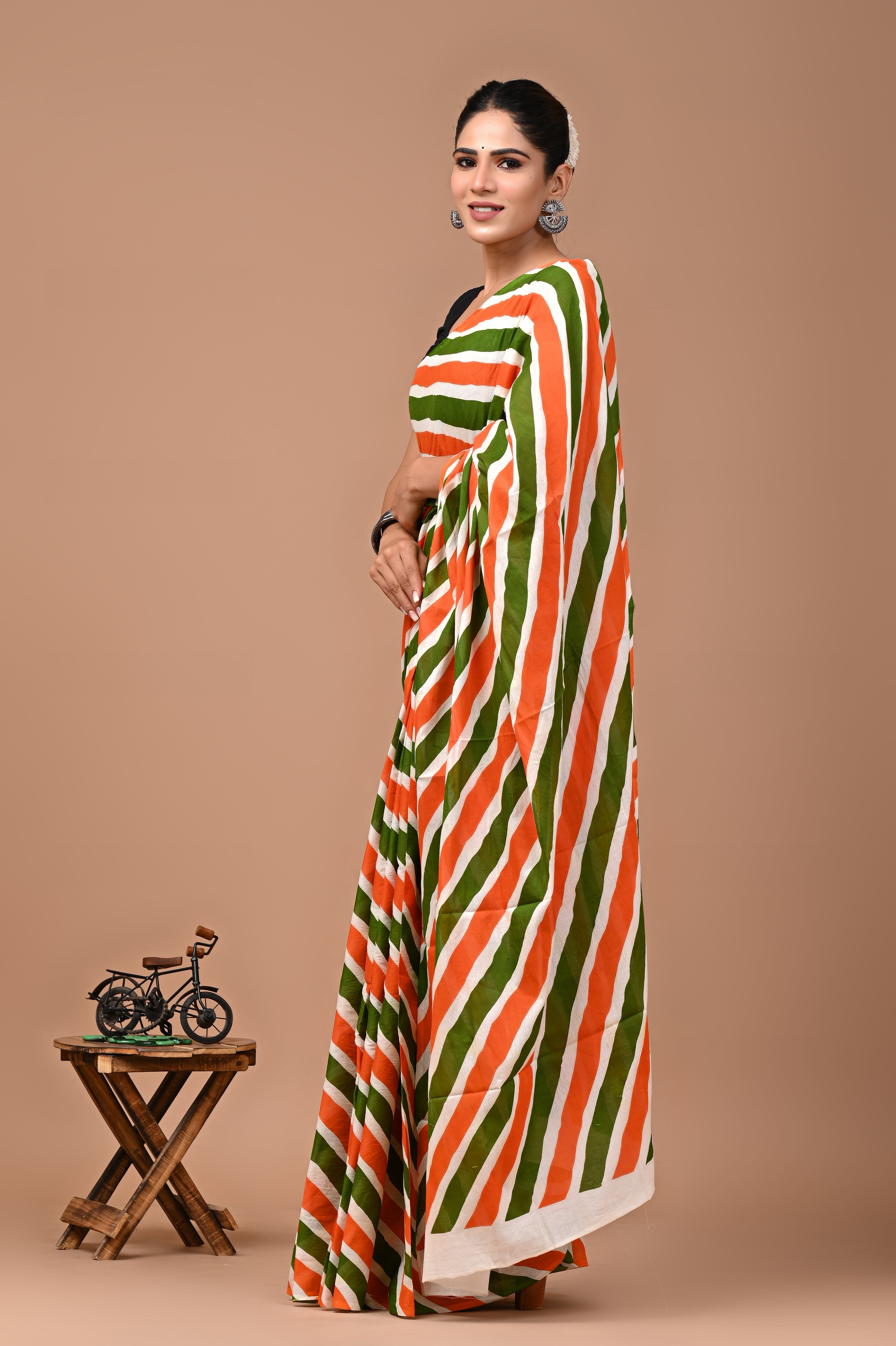 Jaipuri Printed Pure Cotton Mulmul Saree With Blouse - Mj Creation