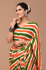 Jaipuri Printed Pure Cotton Mulmul Saree With Blouse - Mj Creation