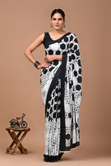 Jaipuri Printed Pure Cotton Mulmul Saree With Blouse - Mj Creation