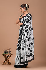 Jaipuri Printed Pure Cotton Mulmul Saree With Blouse - Mj Creation