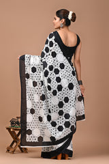 Jaipuri Printed Pure Cotton Mulmul Saree With Blouse - Mj Creation