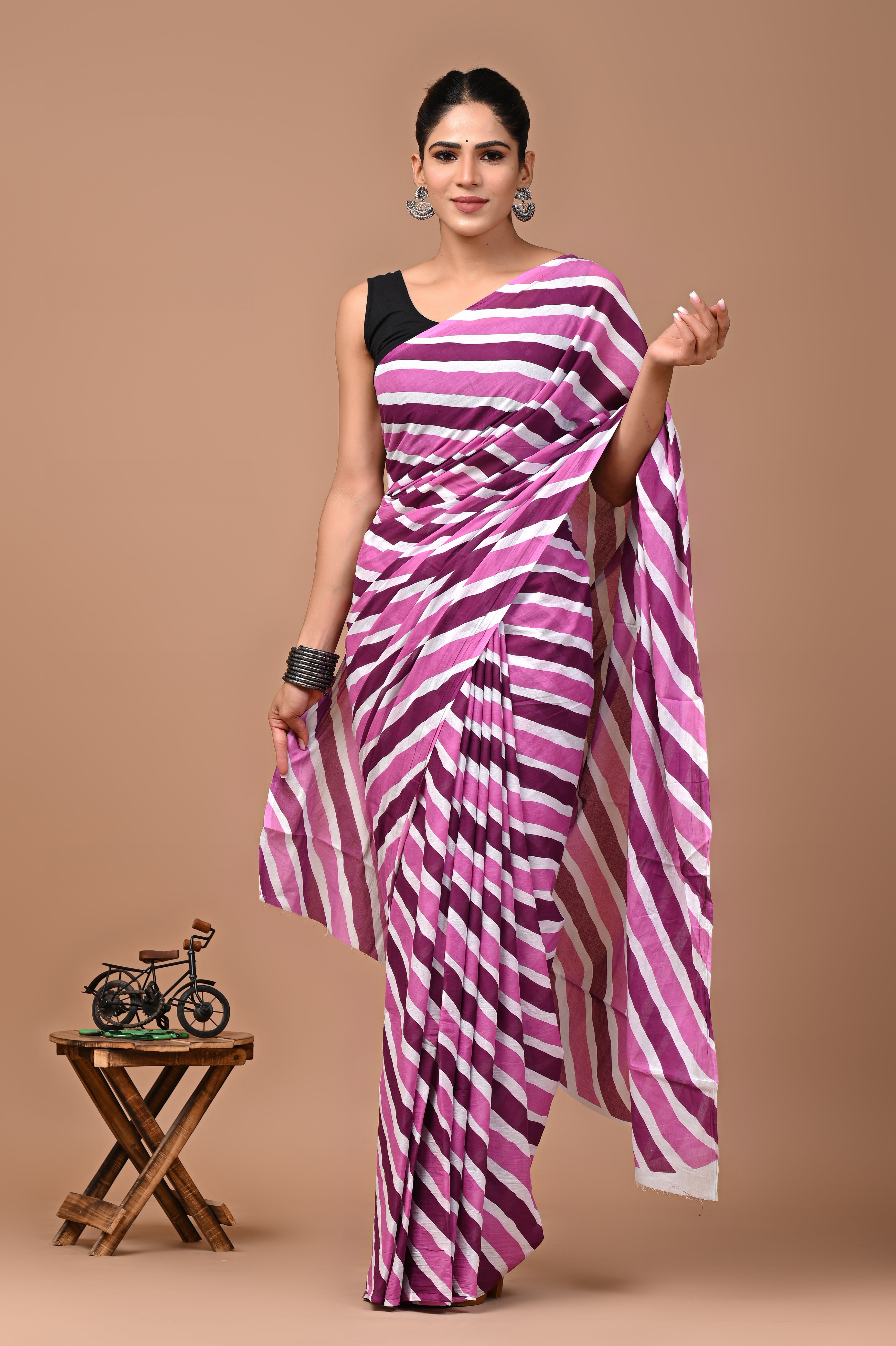Jaipuri Printed Pure Cotton Mulmul Saree With Blouse - Mj Creation