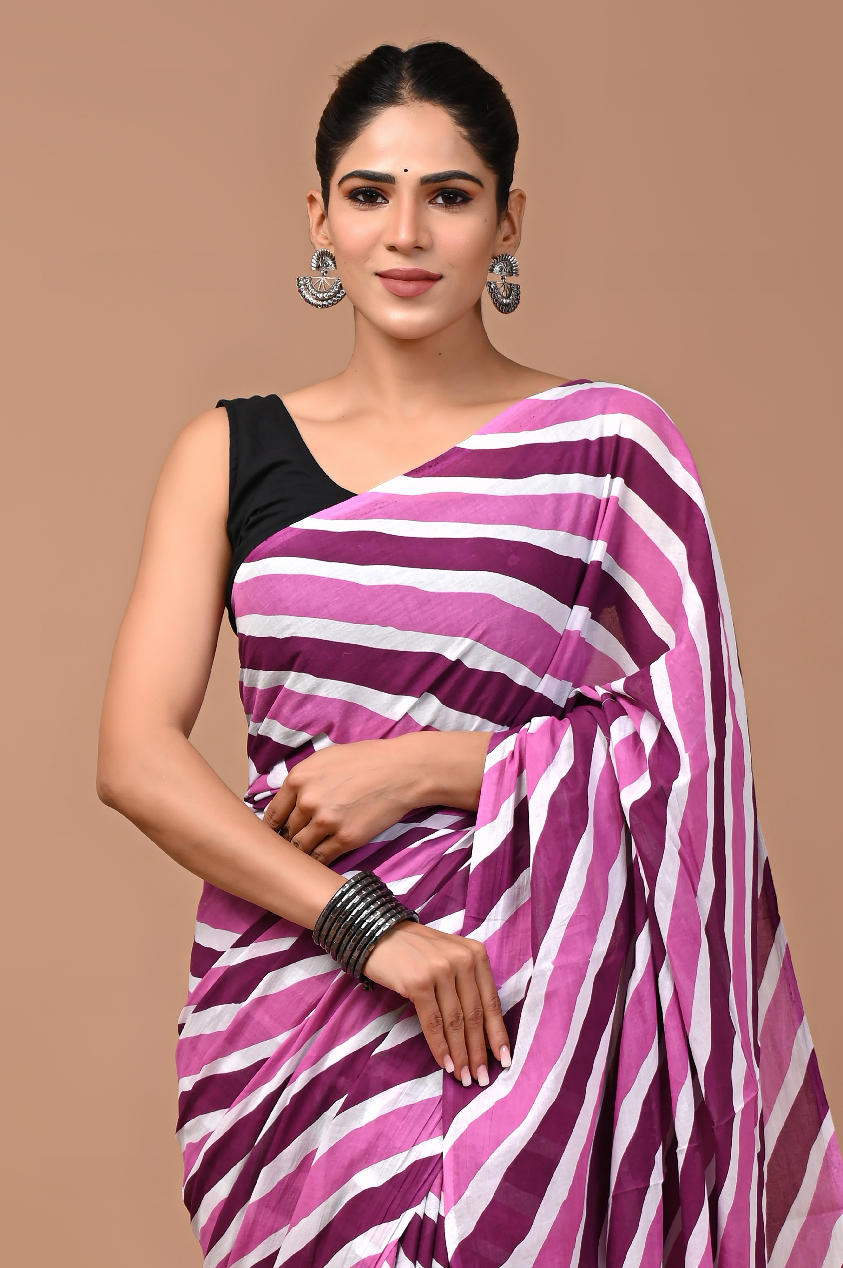 Jaipuri Printed Pure Cotton Mulmul Saree With Blouse - Mj Creation
