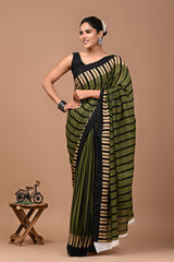 Jaipuri Printed Pure Cotton Mulmul Saree With Blouse - Mj Creation