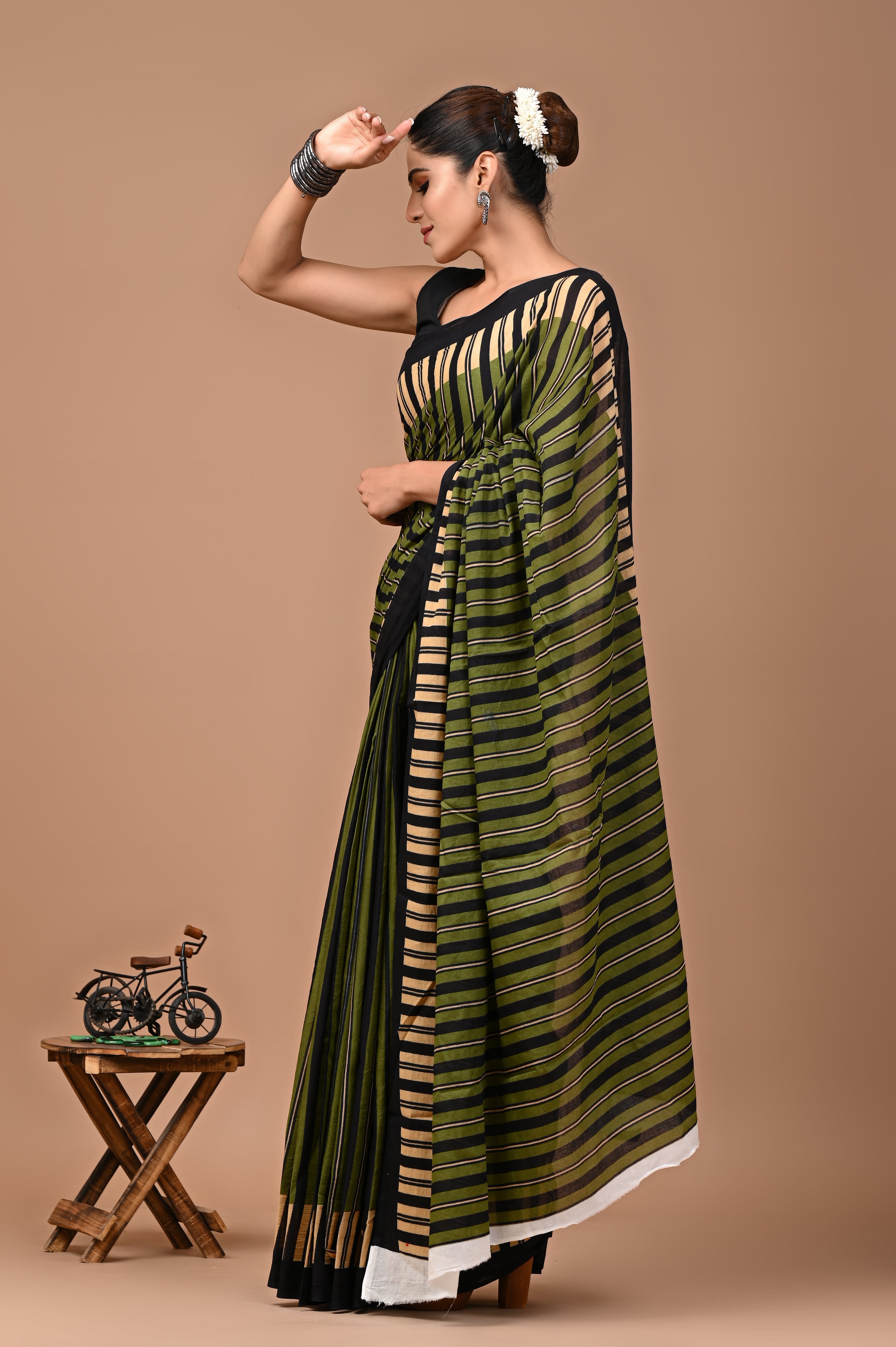 Jaipuri Printed Pure Cotton Mulmul Saree With Blouse - Mj Creation