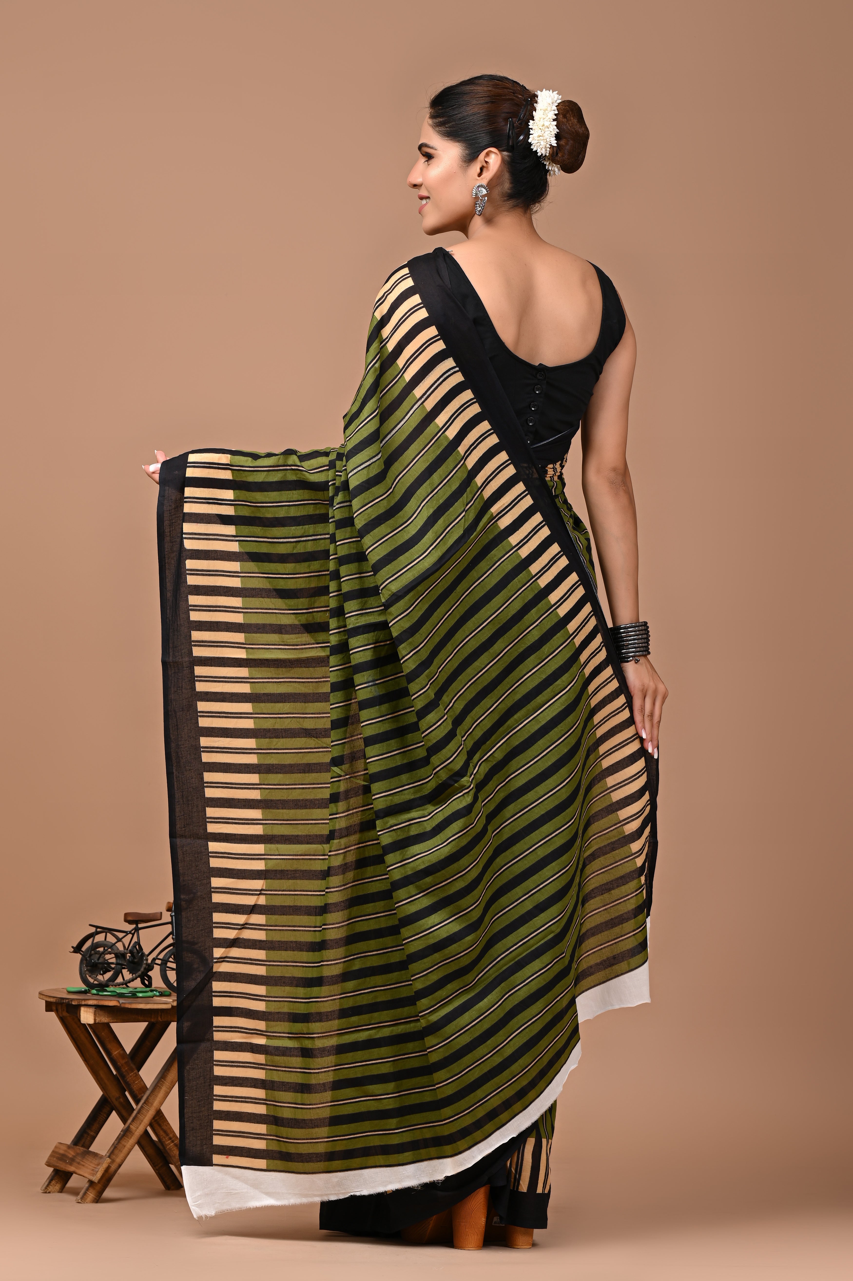 Jaipuri Printed Pure Cotton Mulmul Saree With Blouse - Mj Creation