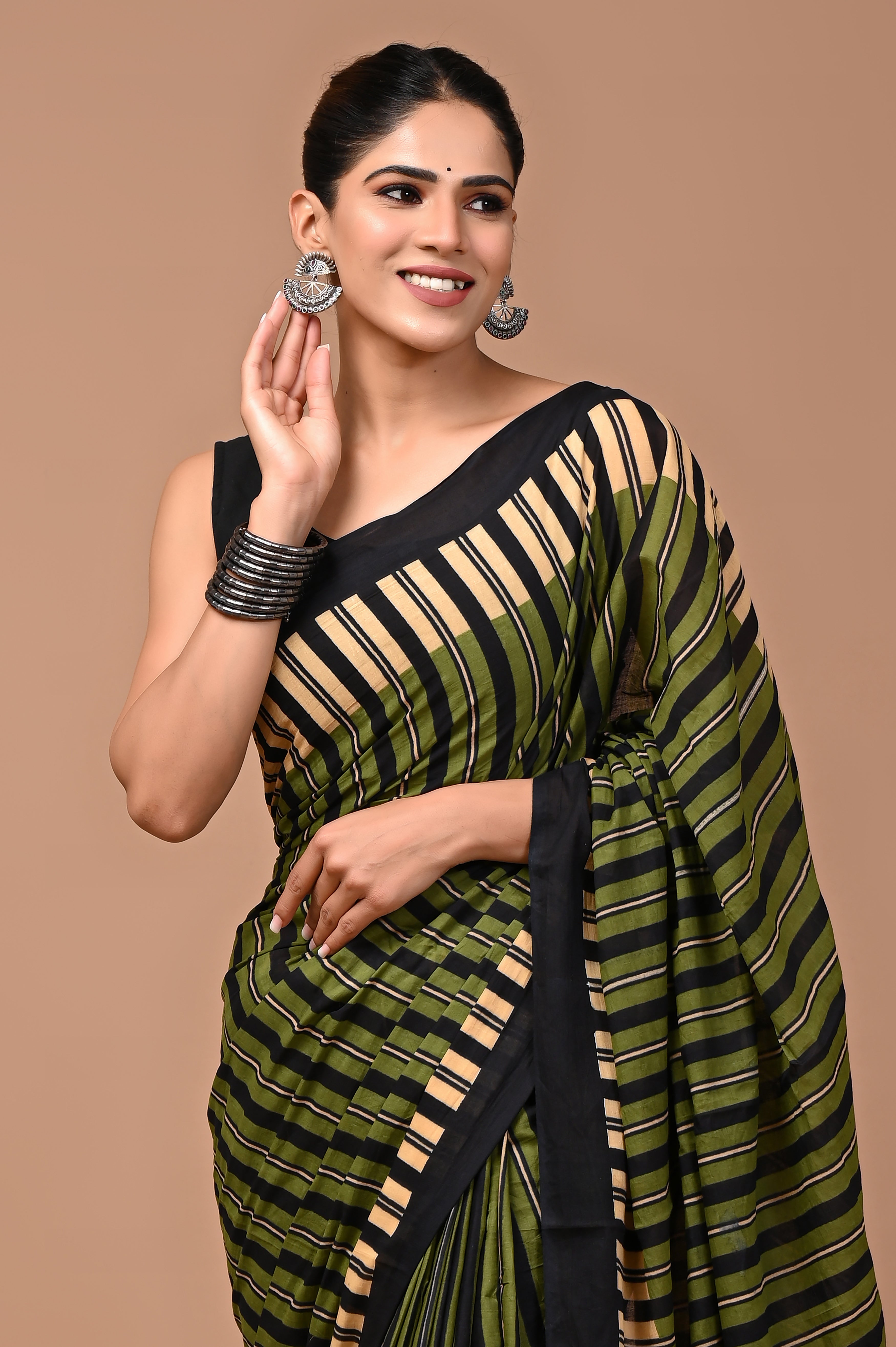 Jaipuri Printed Pure Cotton Mulmul Saree With Blouse - Mj Creation