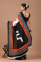 Jaipuri Printed Pure Cotton Mulmul Saree With Blouse - Mj Creation