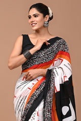 Jaipuri Printed Pure Cotton Mulmul Saree With Blouse - Mj Creation