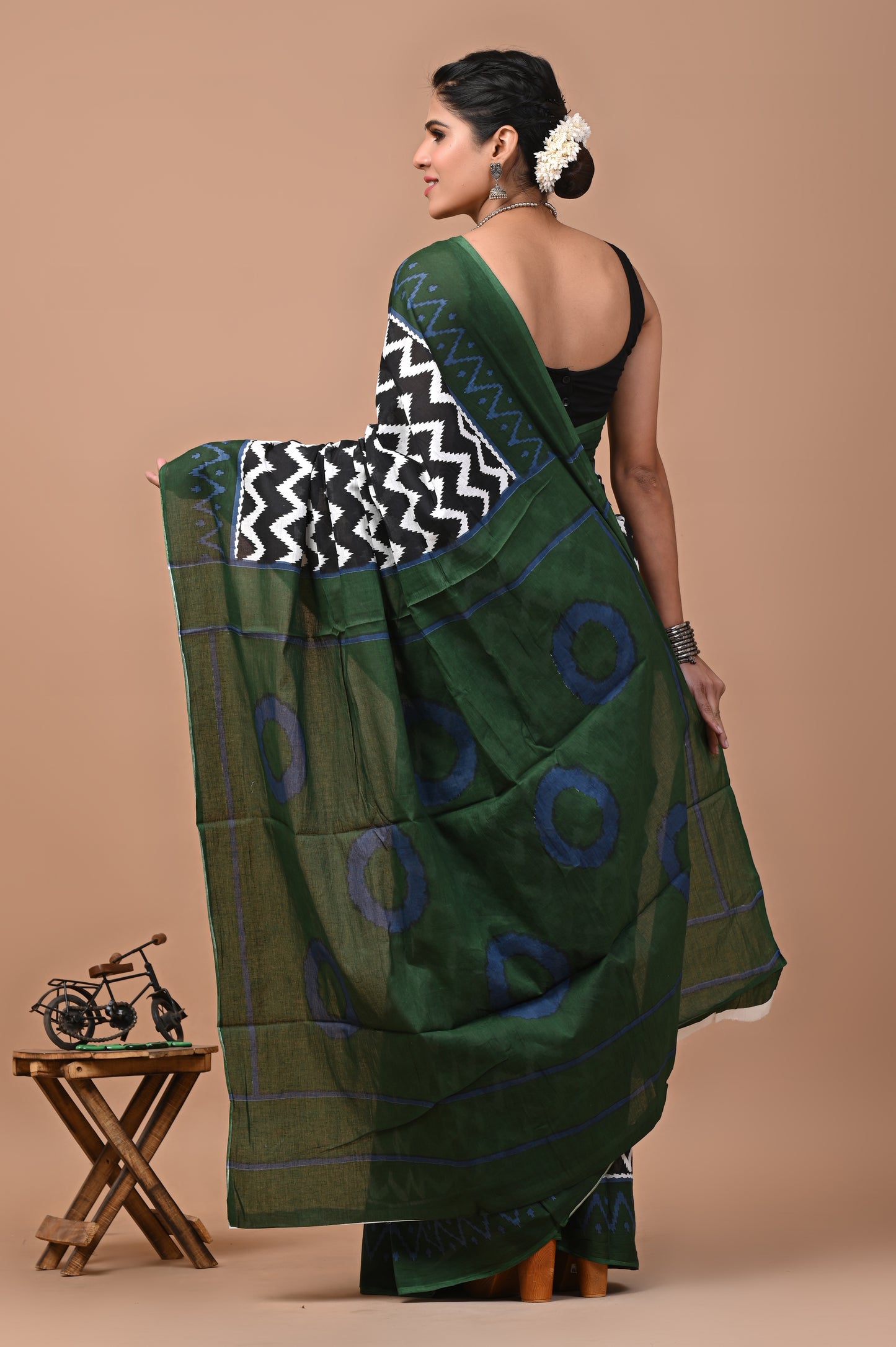 Jaipuri Printed Pure Cotton Mulmul Saree With Blouse