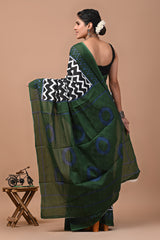 Jaipuri Printed Pure Cotton Mulmul Saree With Blouse