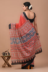 Pure Cotton Ajrak Saree - Lightweight, Eco-Friendly, and Stylish