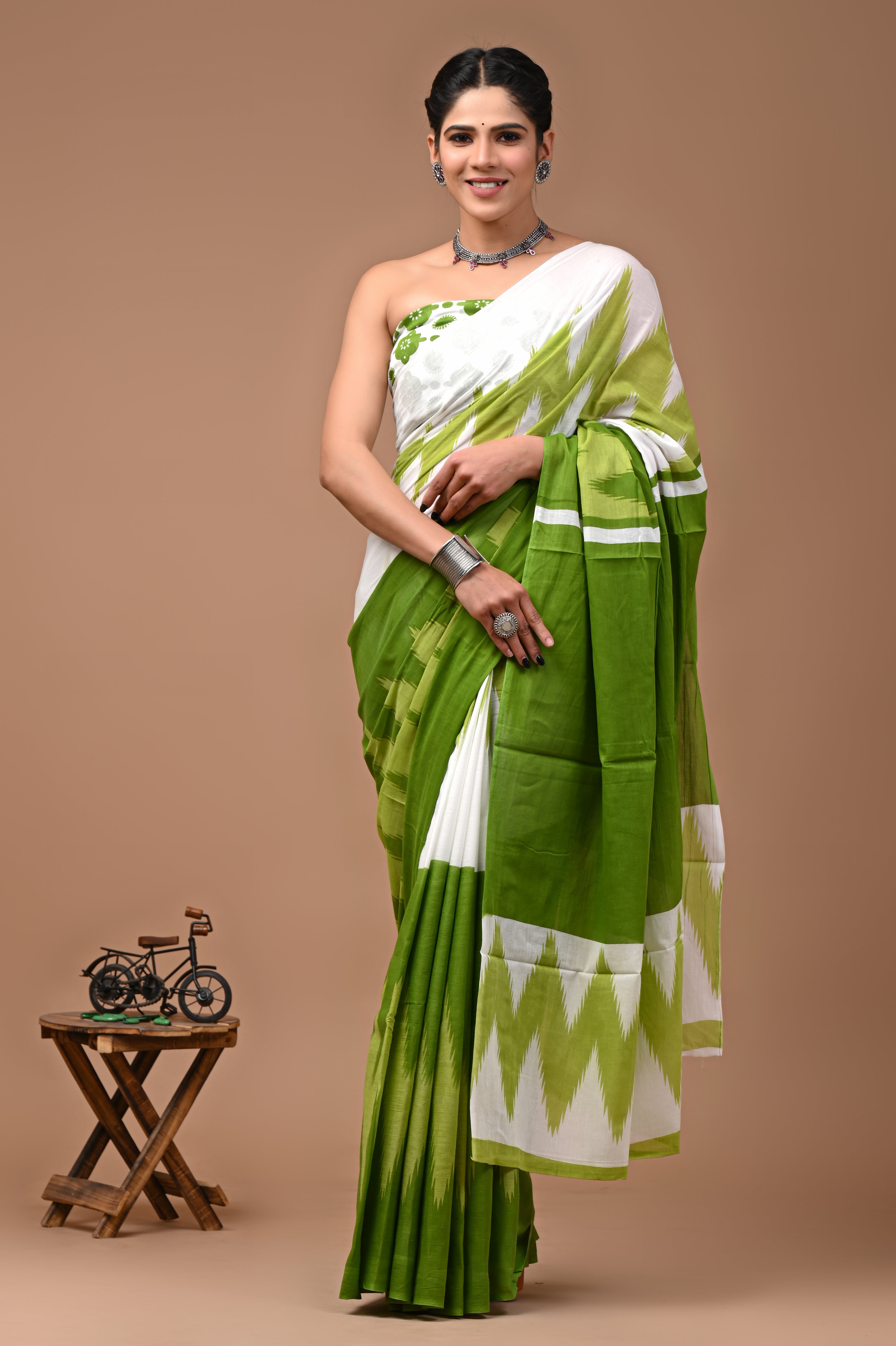 Pure Cotton Mulmul Saree With Blouse - Mj Creation