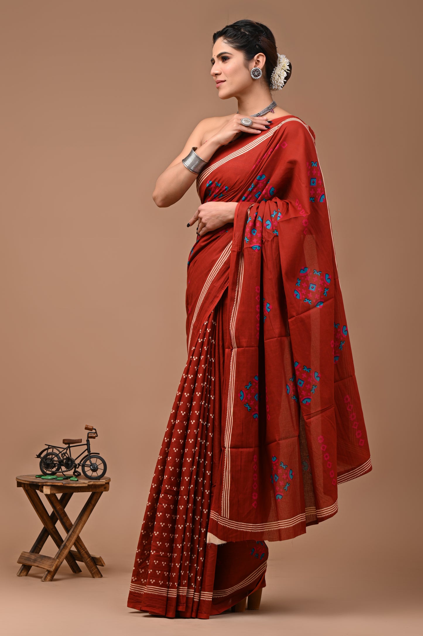 Pure Cotton Mulmul Saree With Blouse - Mj Creation