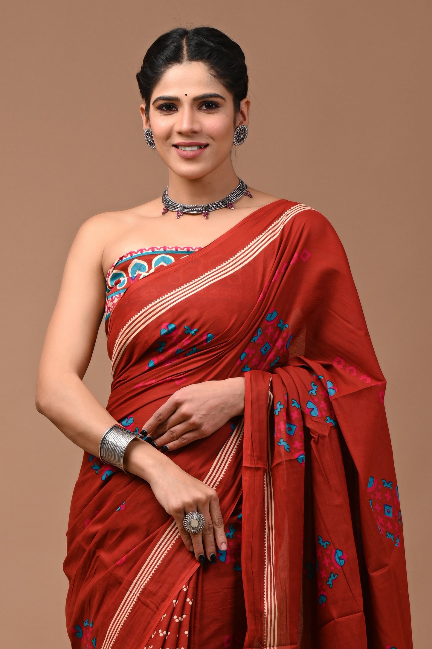 Pure Cotton Mulmul Saree With Blouse - Mj Creation