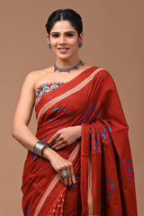 Pure Cotton Mulmul Saree With Blouse - Mj Creation