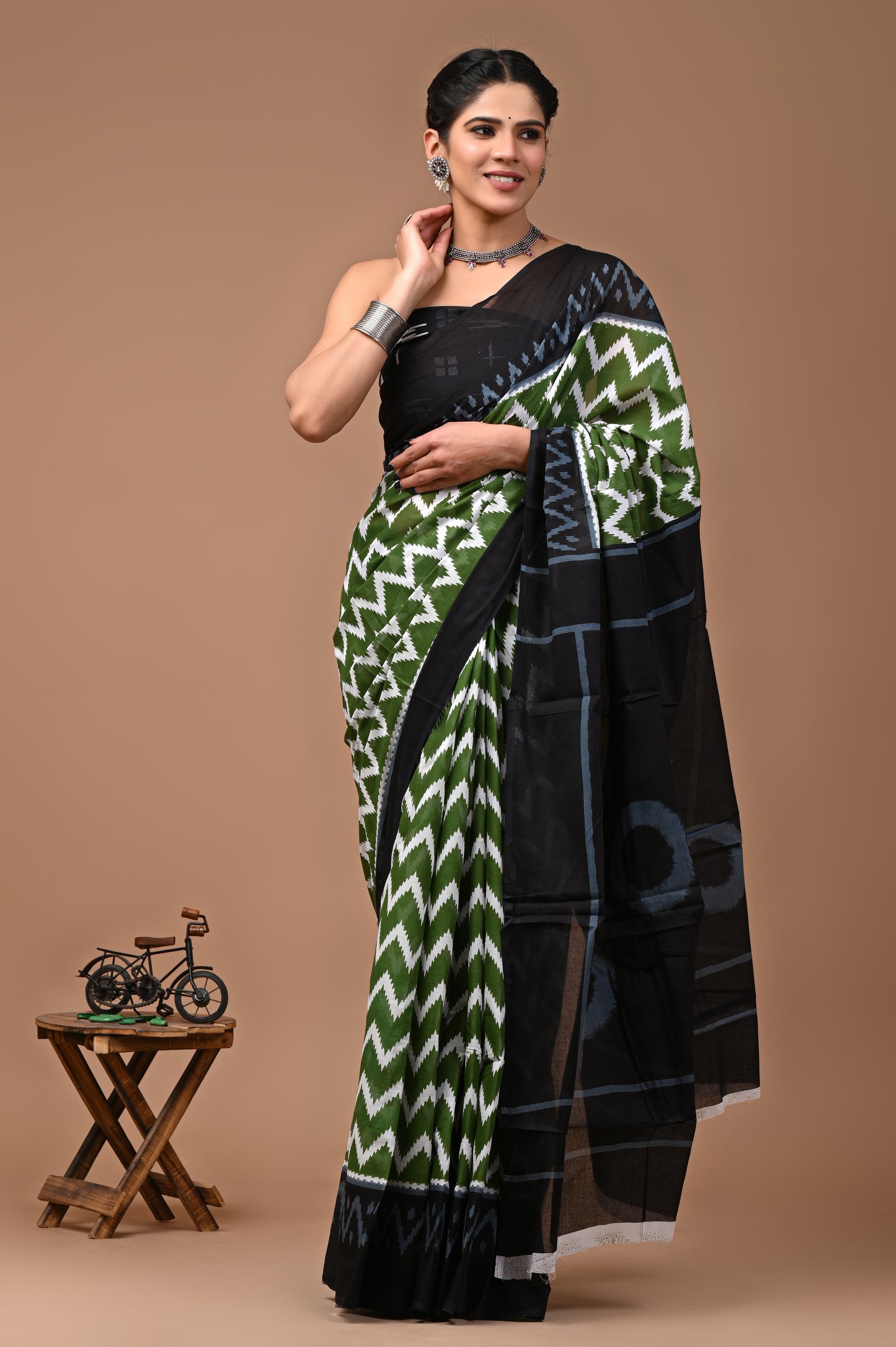 Jaipuri Printed Pure Cotton Mulmul Saree With Blouse - Mj Creation