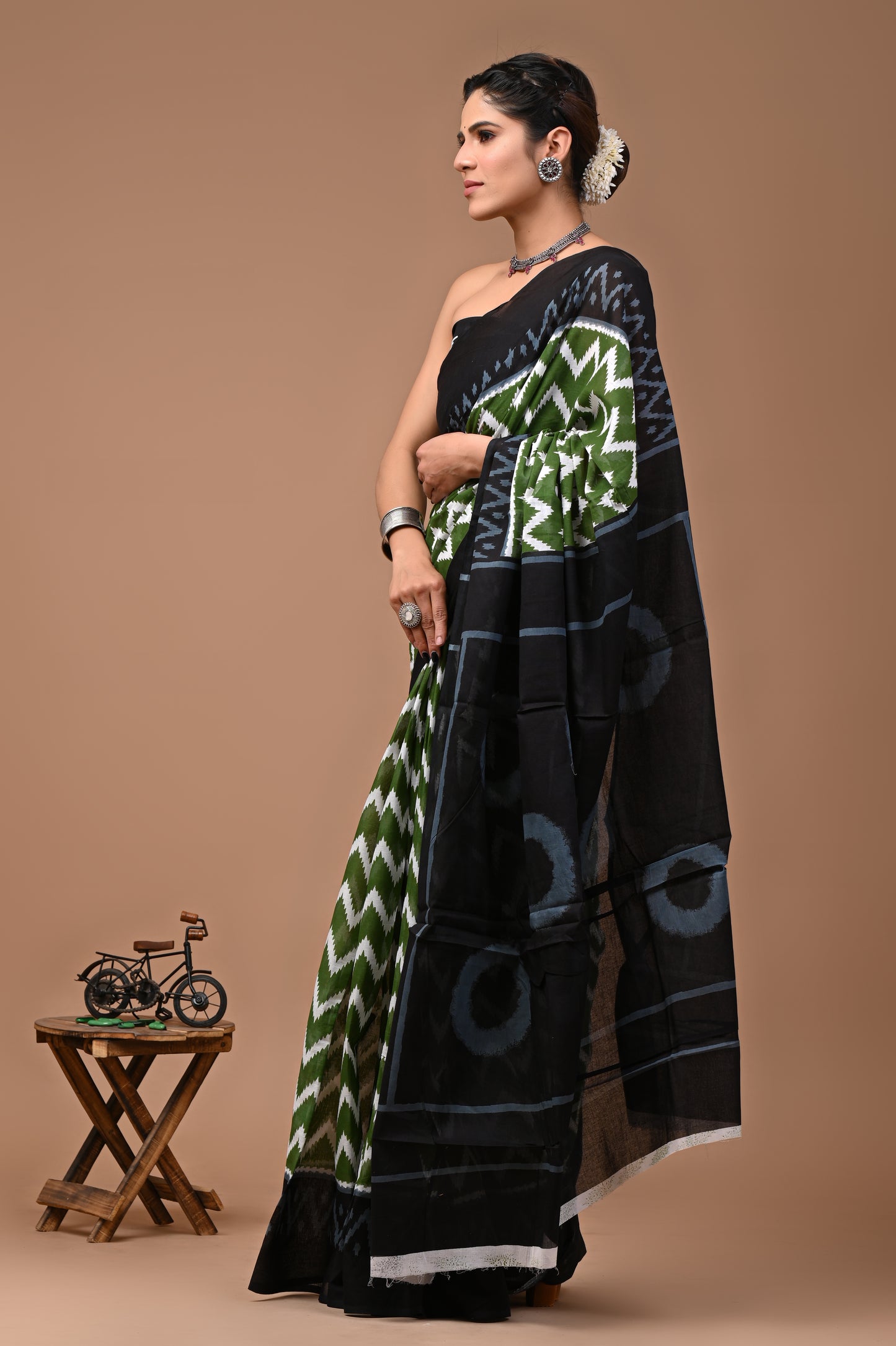 Jaipuri Printed Pure Cotton Mulmul Saree With Blouse - Mj Creation