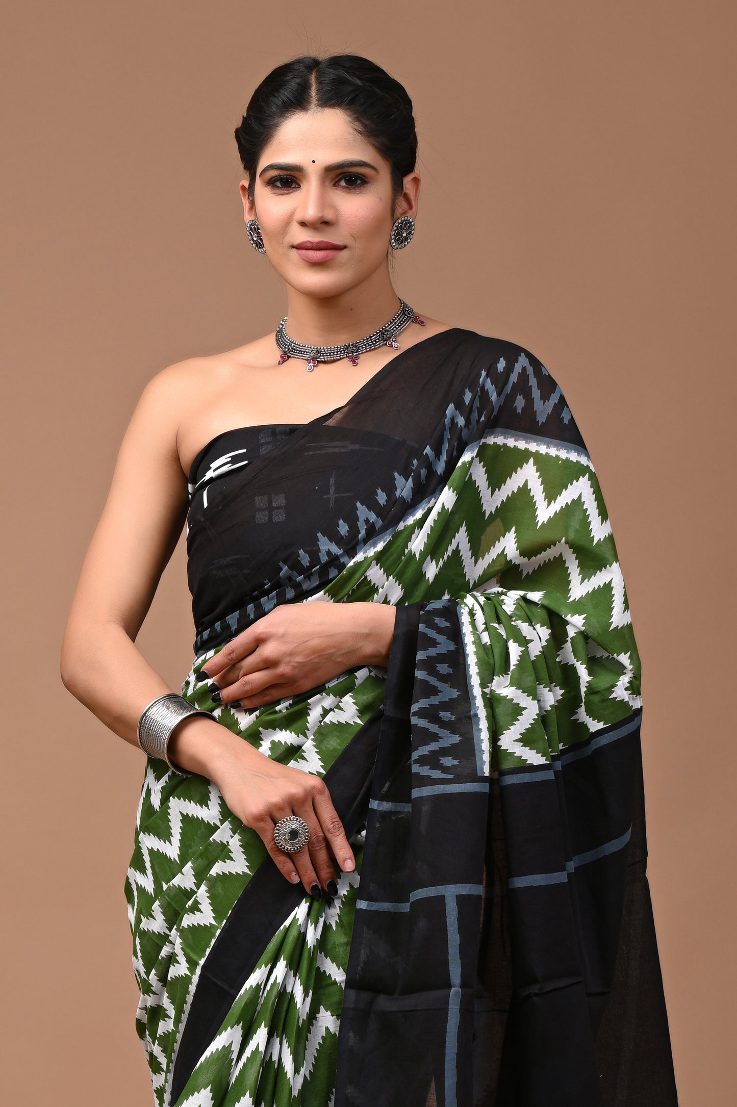 Jaipuri Printed Pure Cotton Mulmul Saree With Blouse - Mj Creation