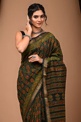 Maheshwari Silk Saree With Unstiched Blouse - Mj Creation