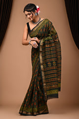 Maheshwari Silk Saree With Unstiched Blouse - Mj Creation