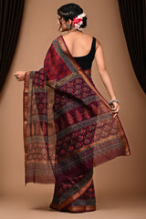Maheshwari Silk Saree With Unstiched Blouse - Mj Creation
