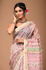 Maheshwari Silk Saree With Unstiched Blouse - Mj Creation