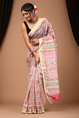 Maheshwari Silk Saree With Unstiched Blouse - Mj Creation