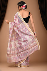 Maheshwari Silk Saree With Unstiched Blouse - Mj Creation
